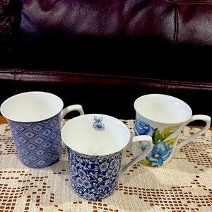 Set of three Queen’s Fine Bone China coffee/tea mugs